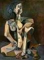 Femme nue accroupie 1956 abstrait Nue